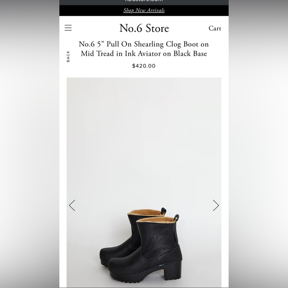 No. 6 Brand 5" Pull On Shearling Clog Boot on Mid on Black Base; Gently Worn - Picture 7 of 8